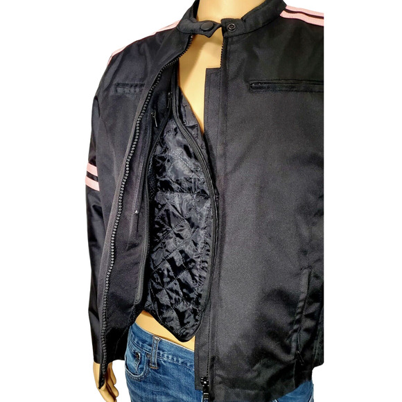 ZONY Inc Women's Black Pink Motorcycle Jacket  (See Measurements) NWT - Picture 5 of 8
